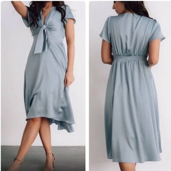 NWT Baltic Born Poppy Satin Midi Dress Light Blue SZ XXXL Wedding Dressy Formal - Picture 1 of 14